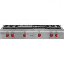 Wolf SRT484CG - 48'' Sealed Burner Rangetop, 4 Burner, Char & Griddle, Ng