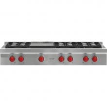 Wolf SRT486G - 48'' Sealed Burner Rangetop, 6 Burner, Griddle, Ng