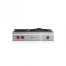 Wolf SRT362W - 36'' Sealed Burner Rangetop - 2 Burners and Wok Burner