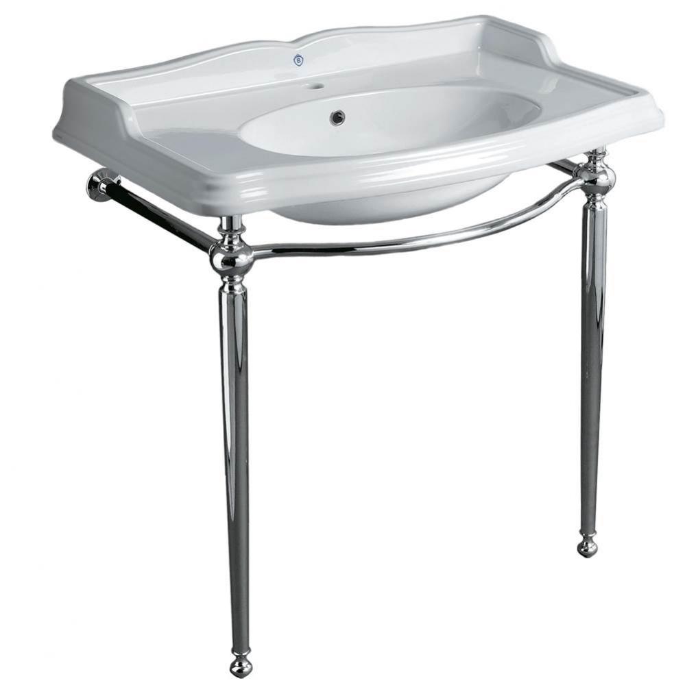 Britannia Large Rectangular Sink Console with Front Towel Bar and Single Faucet Hole Drill