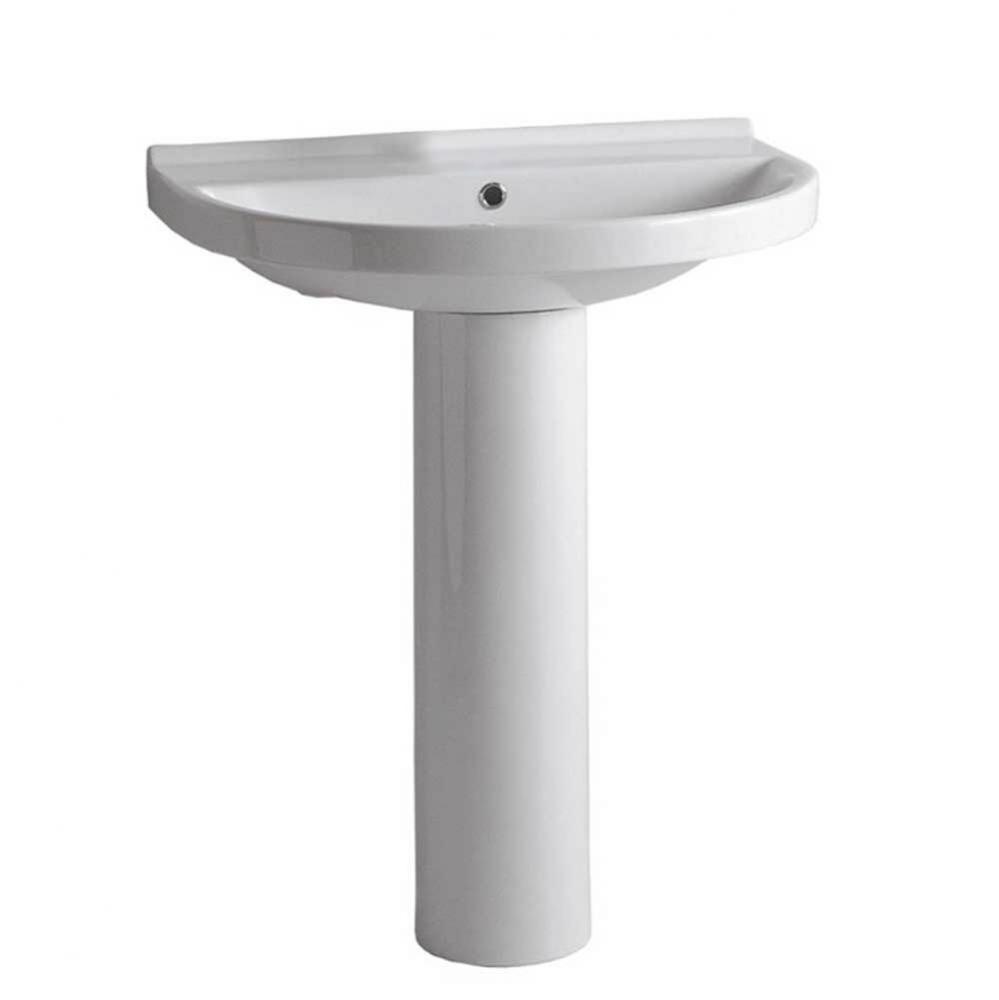 Isabella Collection Tubular Pedestal Sink with Large U-Shaped Basin, Chrome Overflow and No Hole F