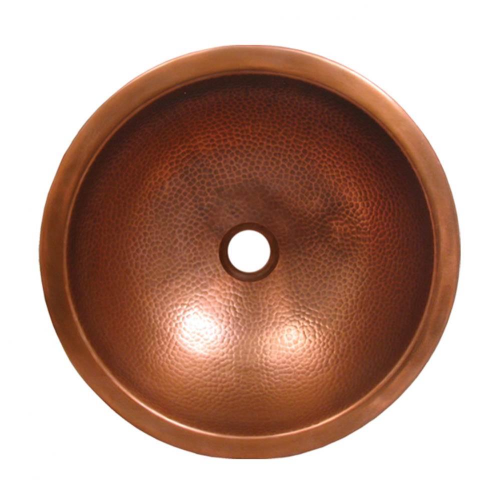 Copperhaus Round Drop-in/Undermount Copper basin with a Hammered Texture & 1 1/2'' C