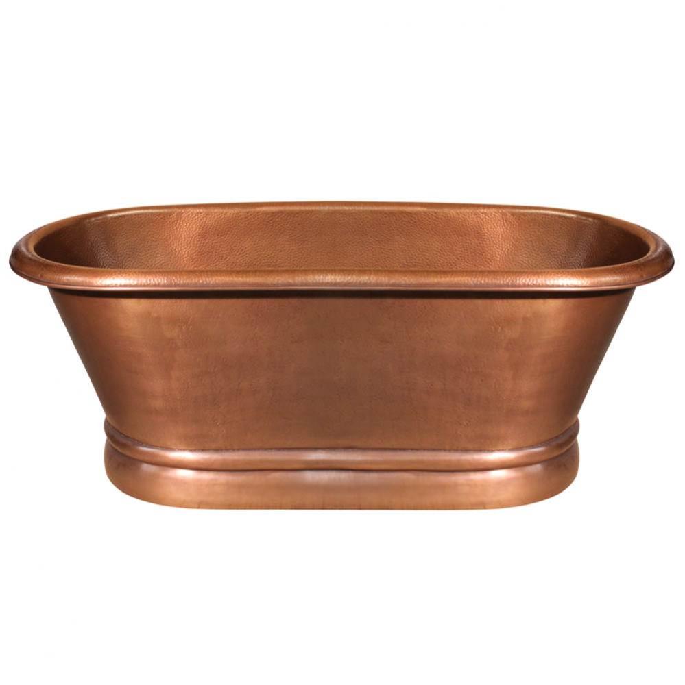 Bathhaus Copper Freestanding Handmade Double Ended Bathtub with Hammered Exterior, Lightly Hammere