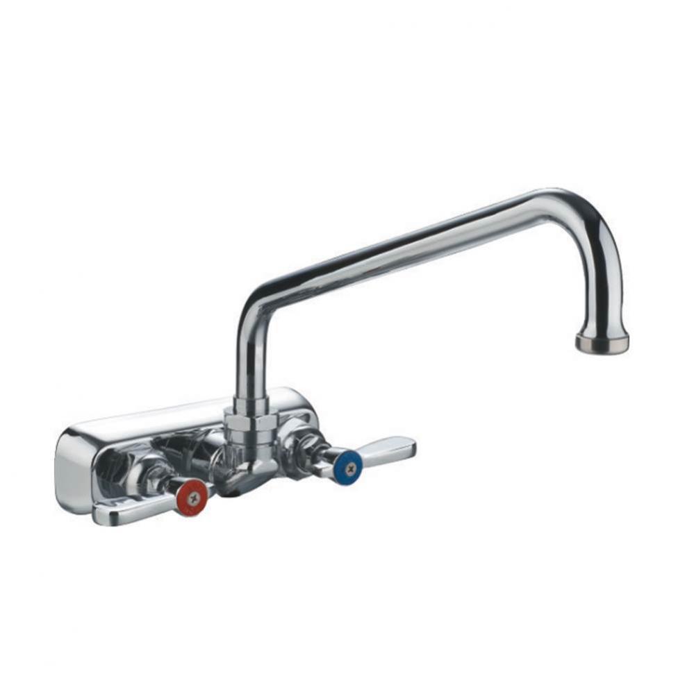 Heavy Duty Wall Mount Utility Faucet with Extended Swivel Spout and Lever Handles