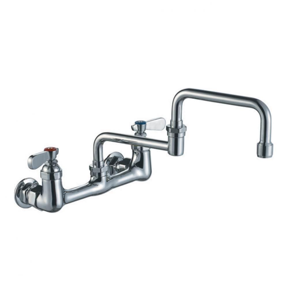 Heavy Duty Wall Mount Utility Faucet with Double Jointed Retractable Swing Spout and Lever Handles