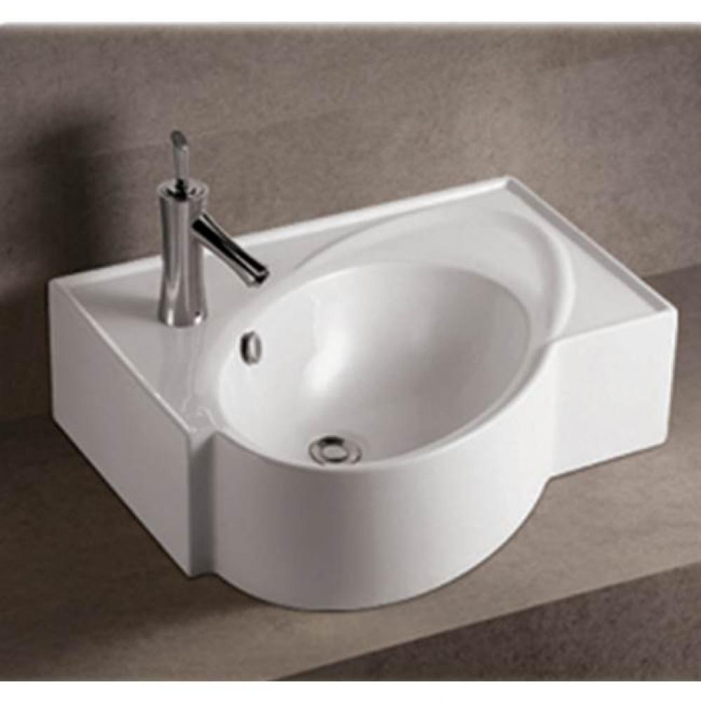 Isabella Collection Rectangular Wall Mount Bathroom Basin with an Integrated Oval Bowl, Overflow,