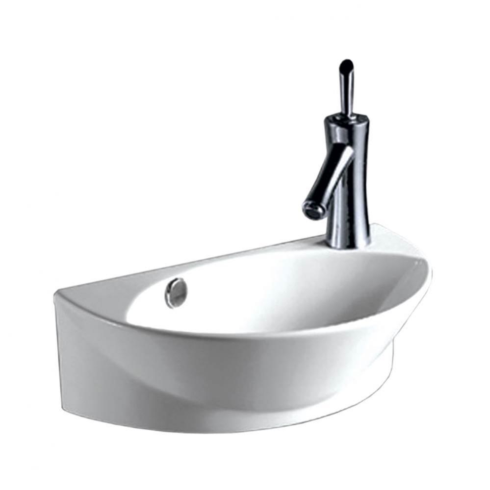 Isabella Collection Half-Oval Wall Mount Basin with Integrated Oval Bowl, Overflow, Right Offset S