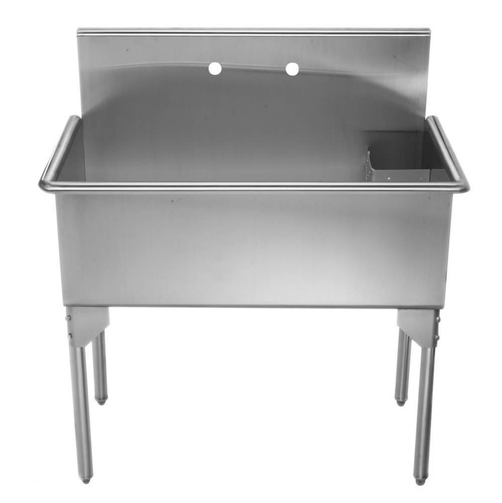 Pearlhaus Brushed Stainless Steel  Large, Single Bowl Commerical Freestanding Utility Sink