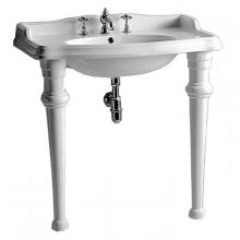 Whitehaus AR864-GB001-3H - Isabella Collection Rectangular Console with integrated oval bowl, widespread faucet drill, backsp