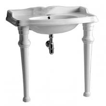 Whitehaus AR864-GB001-1H - Isabella Collection Rectangular Console with integrated oval bowl, single hole faucet drill, backs