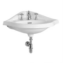 Whitehaus AR884-3H - Isabella Collection Corner Wall Mount Basin with Widespread Hole Faucet Drilling, Oval bowl, Backs