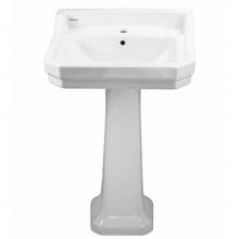 Whitehaus B112M-P - Isabella Collection Traditional Pedestal with Integrated Rectangular Bowl, Backsplash, Dual Soap L