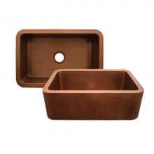 Whitehaus WH3020COFC-OCH - Copperhaus Rectangular Undermount Sink with Hammered Front Apron