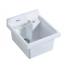 Whitehaus WH474-60 - Vitreous China Single Bowl, Drop-in Sink with Wire Basket and 3 1/2 Inch Off Center Drain