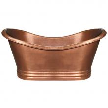 Whitehaus WHCT-1001-OCH - Bathhaus Copper Freestanding Handmade Double Ended Bathtub with Hammered Exterior, Lightly Hammere