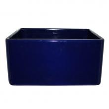 Whitehaus WHFLPLN2018-BLUE - Farmhaus Fireclay Reversible Sink with Smooth Front Apron on One Side and Fluted Front Apron on th