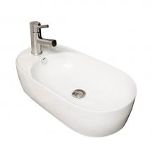 Whitehaus WHKN1016A - Isabella Collection  Oval Above Mount Basin with Integrated Oval Bowl and a Center Drain