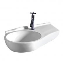 Whitehaus WHKN1120 - Isabella Collection Curve Shape Wall Mount Basin with Integrated Oval Bowl, Single Faucet Hole and