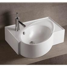 Whitehaus WHKN1129 - Isabella Collection Rectangular Wall Mount Bathroom Basin with an Integrated Oval Bowl, Overflow,