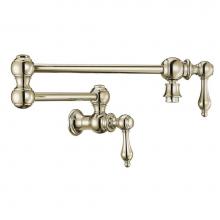 Whitehaus WHKPFLV3-9550-NT-PN - Vintage III Plus  Wall Mount Retractable Swing Spout Pot Filler with Lever Handles