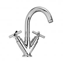 Whitehaus WHLX79250-C - Luxe Single Hole/Dual Handle Lavatory Faucet with Tubular Swivel Spout, Cross Handles and Pop-up W