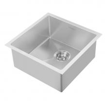 Whitehaus WHNPL1818-BSS - Noah Plus 16 gauge Single Bowl Linen Textured Dual-Mount Sink Set