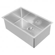 Whitehaus WHNPL2918-BSS - Noah Plus 16 gauge Single Bowl Linen Textured Dual-Mount Sink Set