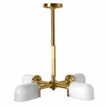 Waterworks 18-20557-14146 - R.W. Atlas Ceiling Mounted Four Light Pendant with Glass Shades in Unlacquered Brass