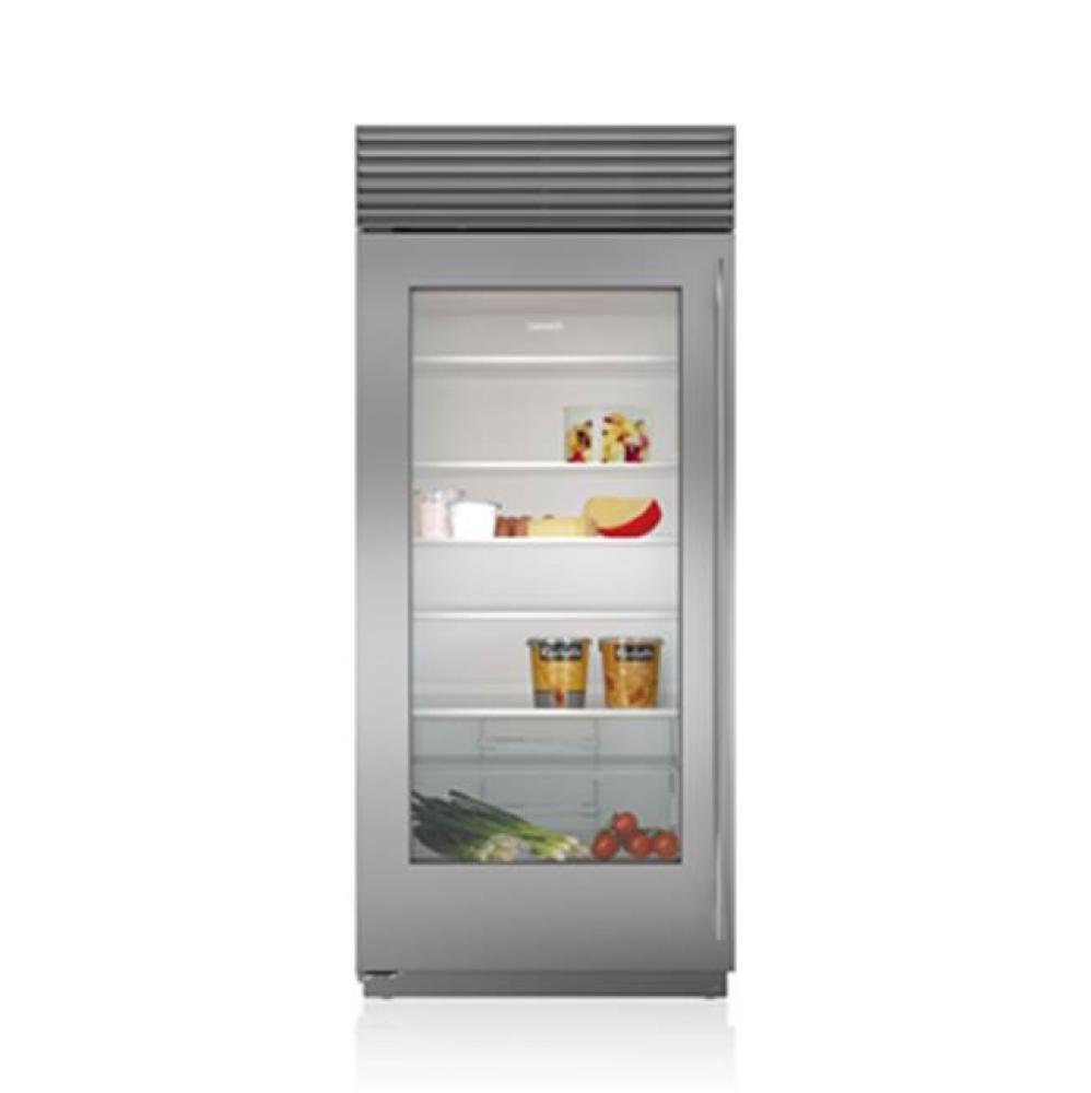 36'' BUILT-IN, ALL REFRIGERATOR, GLASS DOOR, SS, TUBULAR HANDLE, LEFT