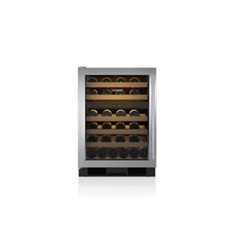 24'' WINE STORAGE, GLASS DOOR, SS, TUBULAR HANDLE, RIGHT