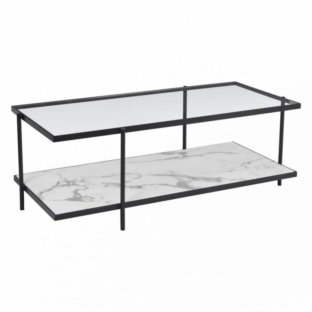 Winslett Coffee Table Clear, White & Matte Black