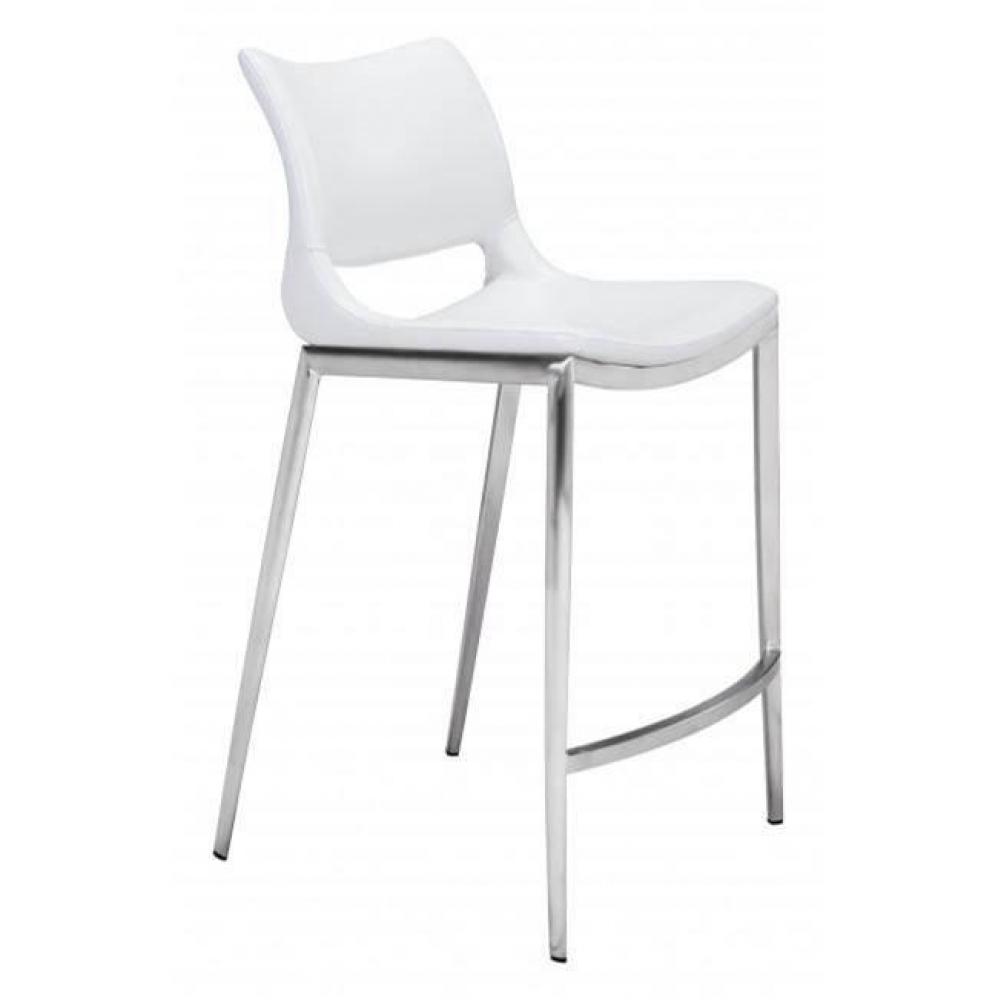 Ace Counter Chair (Set of 2) White and Silver