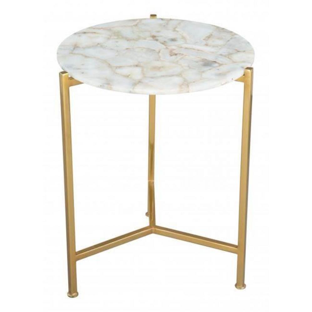 Haru Side Table White and Gold