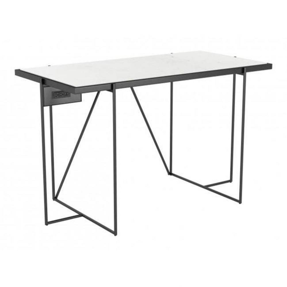 Winslett Marble Desk White and Matte Black