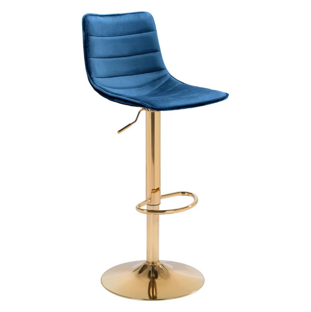 Prima Bar Chair Dark Blue and Gold