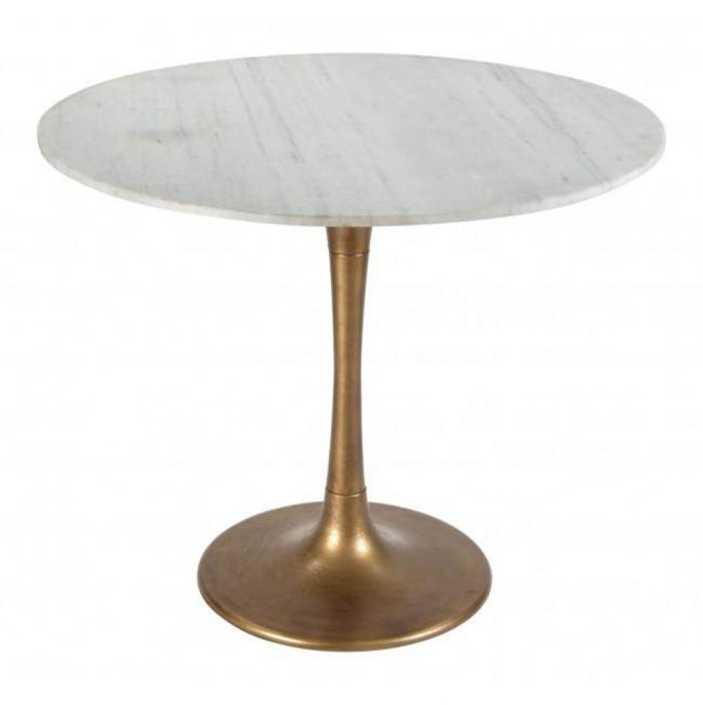 Fullerton Dining Table White and Gold