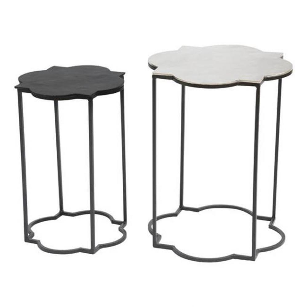 Set of 2 Brighton Accent Tables Black and White