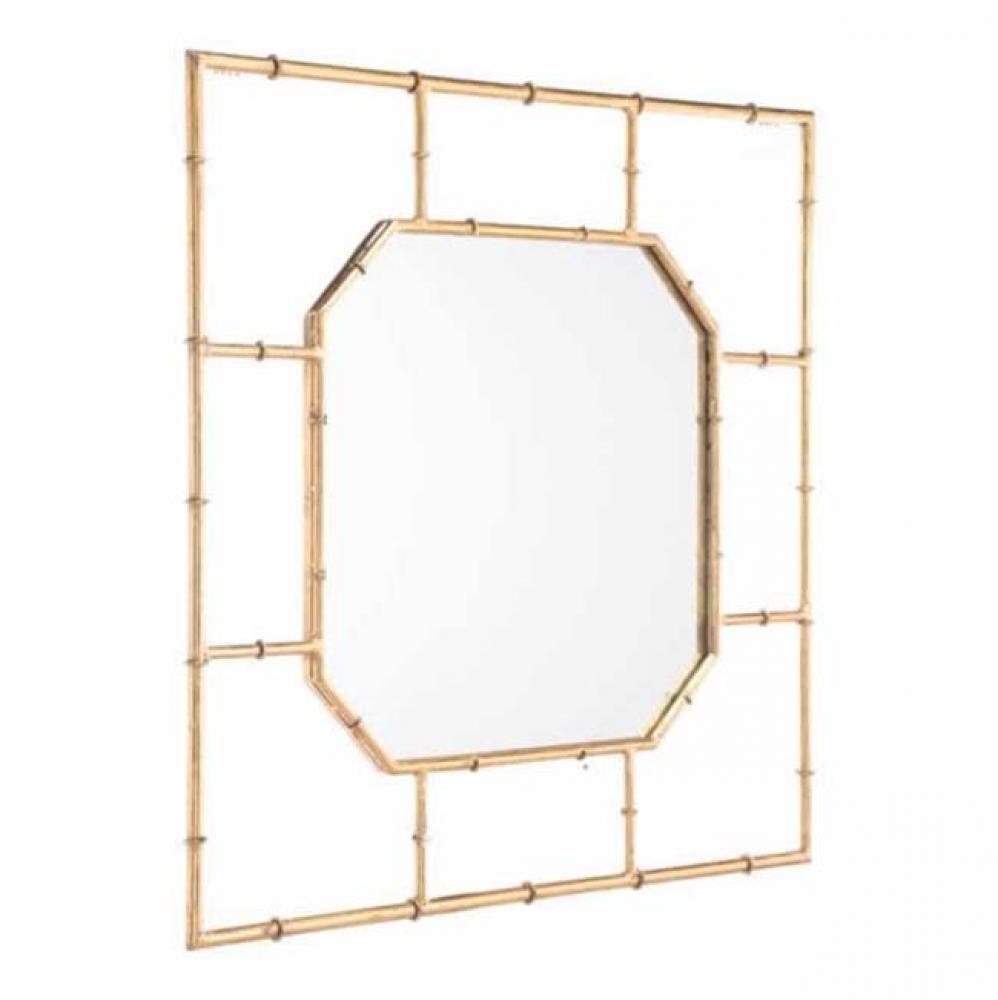 Bamboo Square Mirror Gold