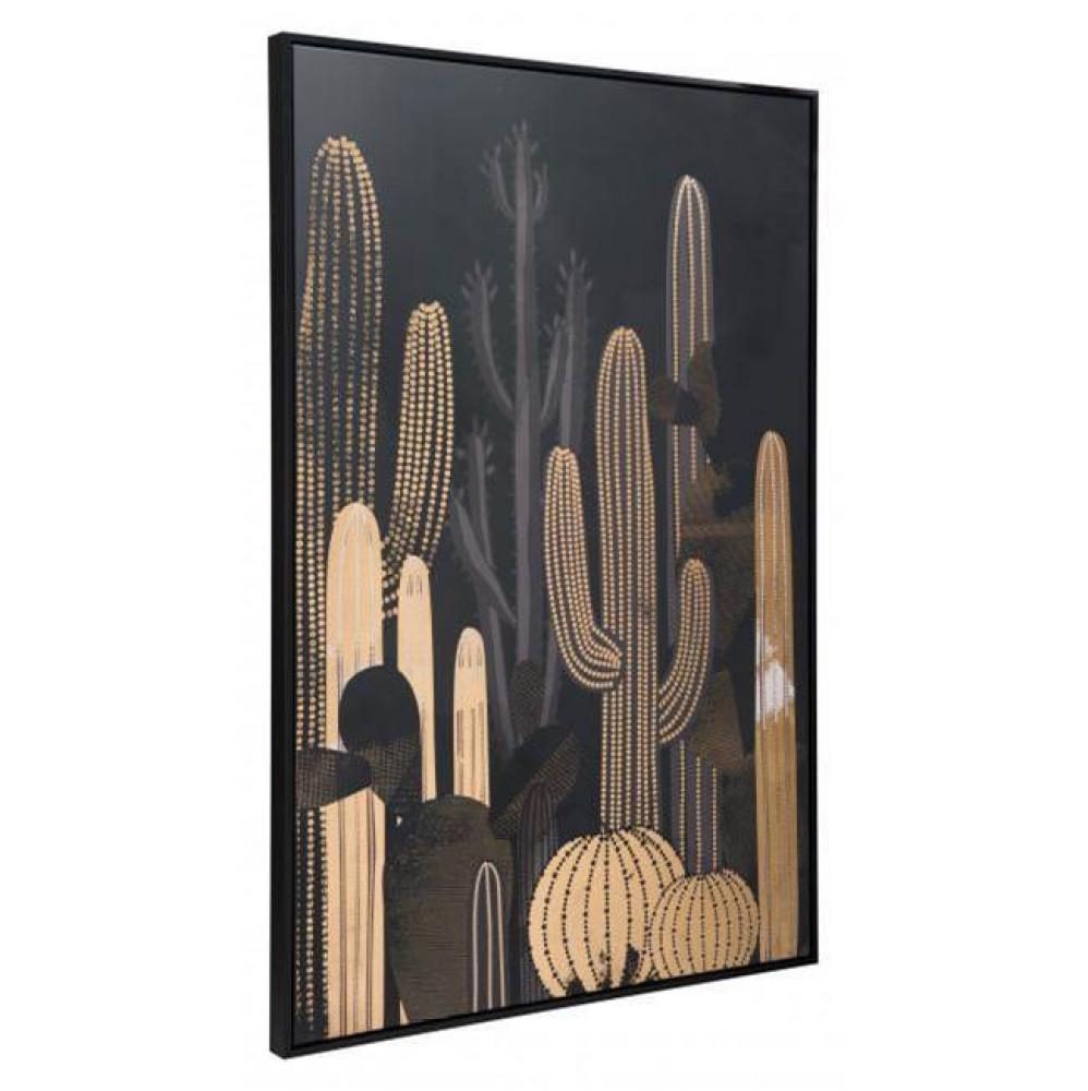 Cactus At Dusk Canvas Black & Gold