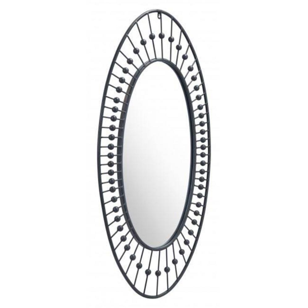 Cusp Oval Mirror Black