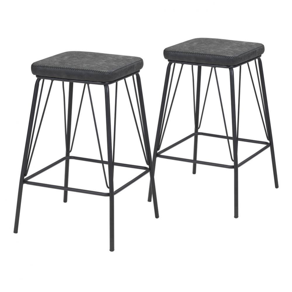 Samuel Barstool (Set of 2) Vintage Black