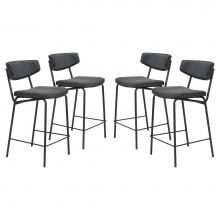 Zuo 109592 - Sharon Counter Chair (Set of 4) Vintage Black