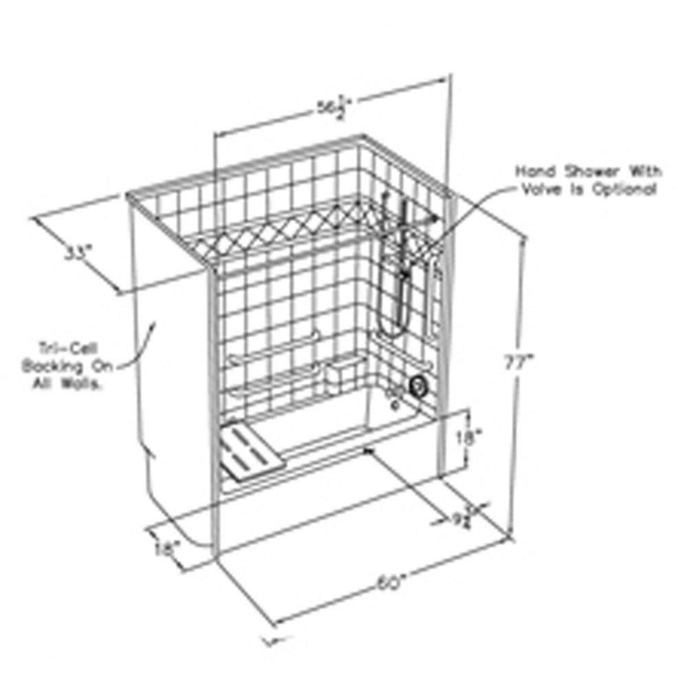 60 x 32 code compliant gelcoat tub