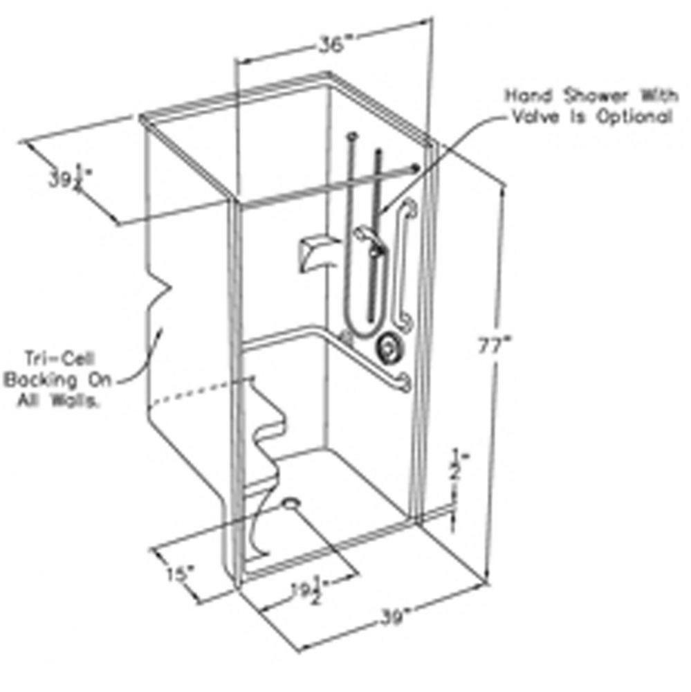 36 x 36 accesible solid surface transfer shower with molded