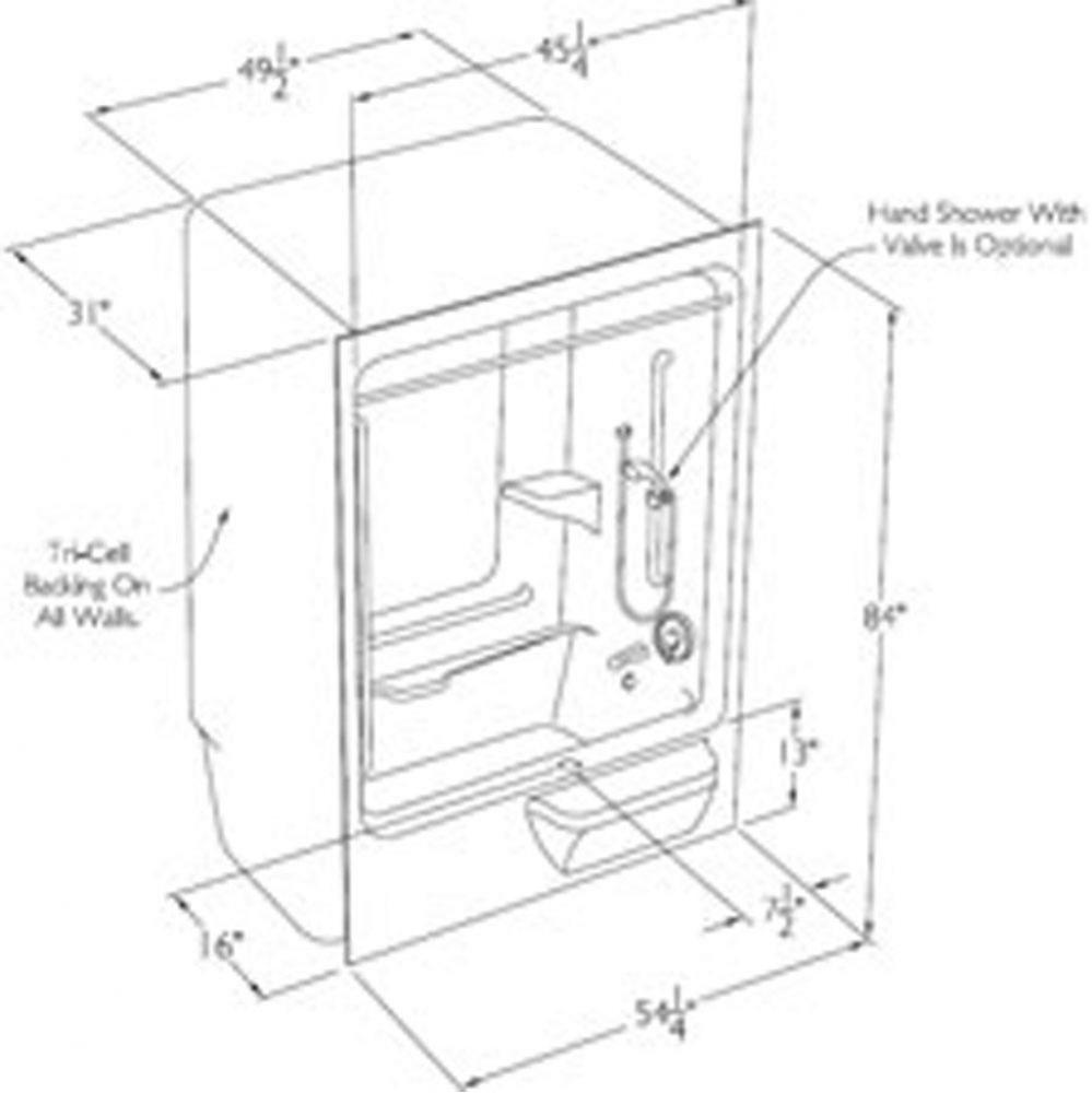 Accessible acrylic tub shower with transfer