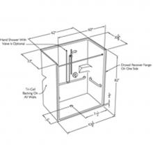 Comfort Designs XSS6282BF U-Bar - 60 x 36 code compliant gelcoat roll in shower with return