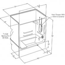 Comfort Designs XSA6000TS OT 2P - 60 x 32 code compliant acrylic multi-piece  tub shower with open