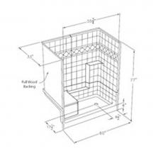 Comfort Designs SST6032SH MS 3P - Millennia tile-pattern solid-surface shower with integral seat -