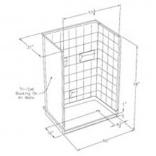 Comfort Designs XST6030BF 5P L/R - Multi-piece, tile-pattern gelcoat barrier-free