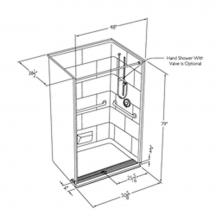 Comfort Designs SST 5038TR .75 1P U-Bar - 50 x 38 solid surface one piece transfer shower with integral trench